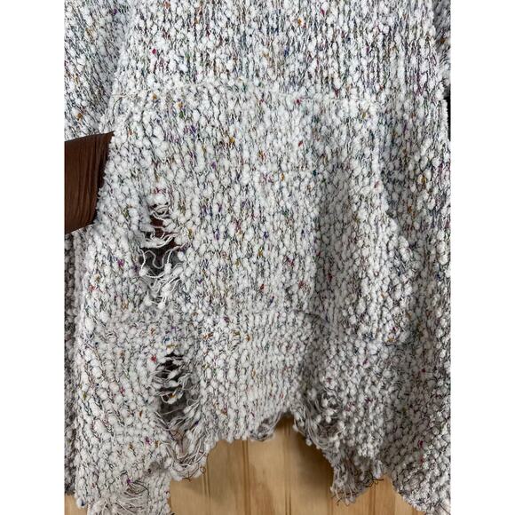 POL Distressed Confetti Knit Hooded Pullover Sweater Cottagecore Boho Chunky M - Picture 7 of 14